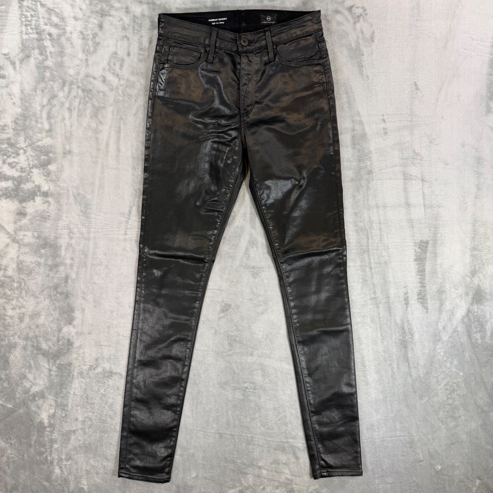 AG Adriano Goldschmied Farrah Coated Skinny Jeans Women's Size 26R Black